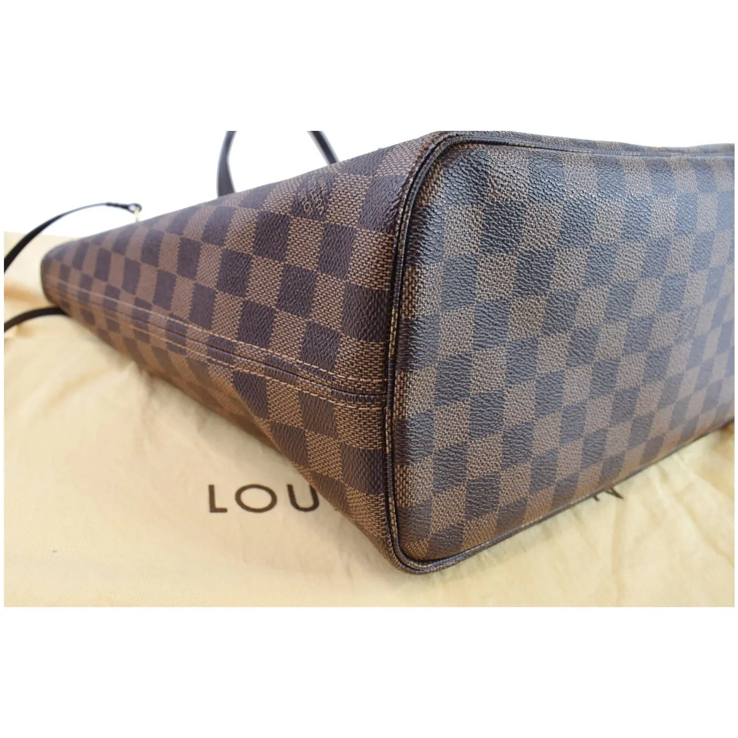LOUIS VUITTON Neverfull MM Damier Ebene Shoulder Bag Brown