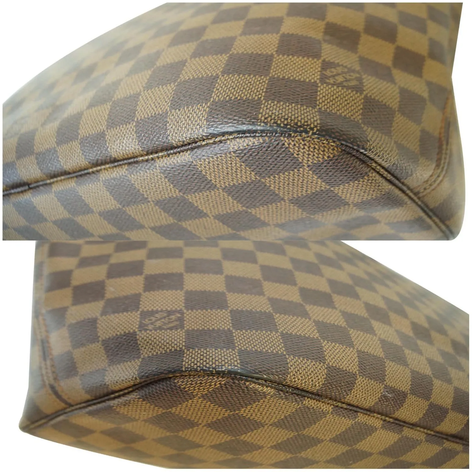 LOUIS VUITTON Neverfull MM Damier Ebene Tote Shoulder Bag Brown