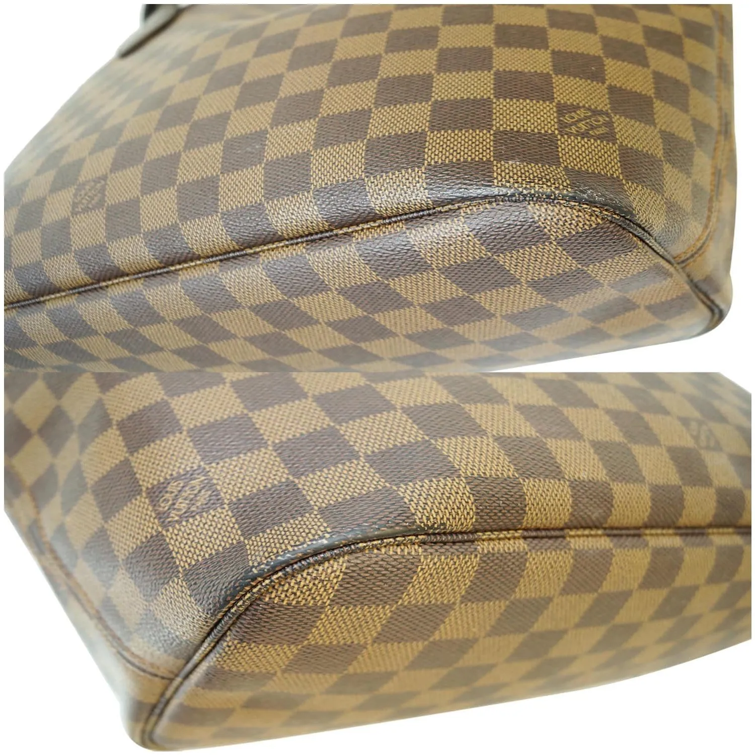 LOUIS VUITTON Neverfull MM Damier Ebene Tote Shoulder Bag Brown