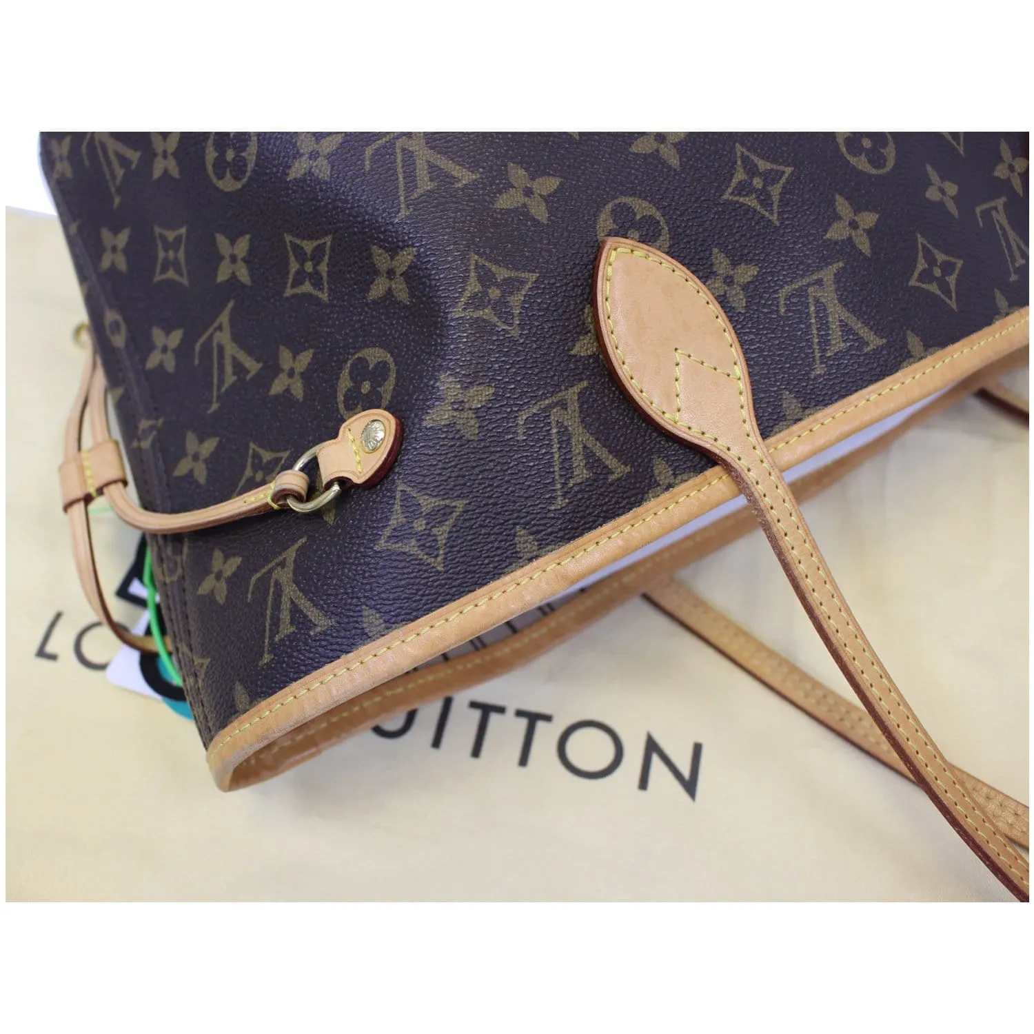 LOUIS VUITTON Neverfull MM Monogram Canvas Tote Shoulder Bag Brown