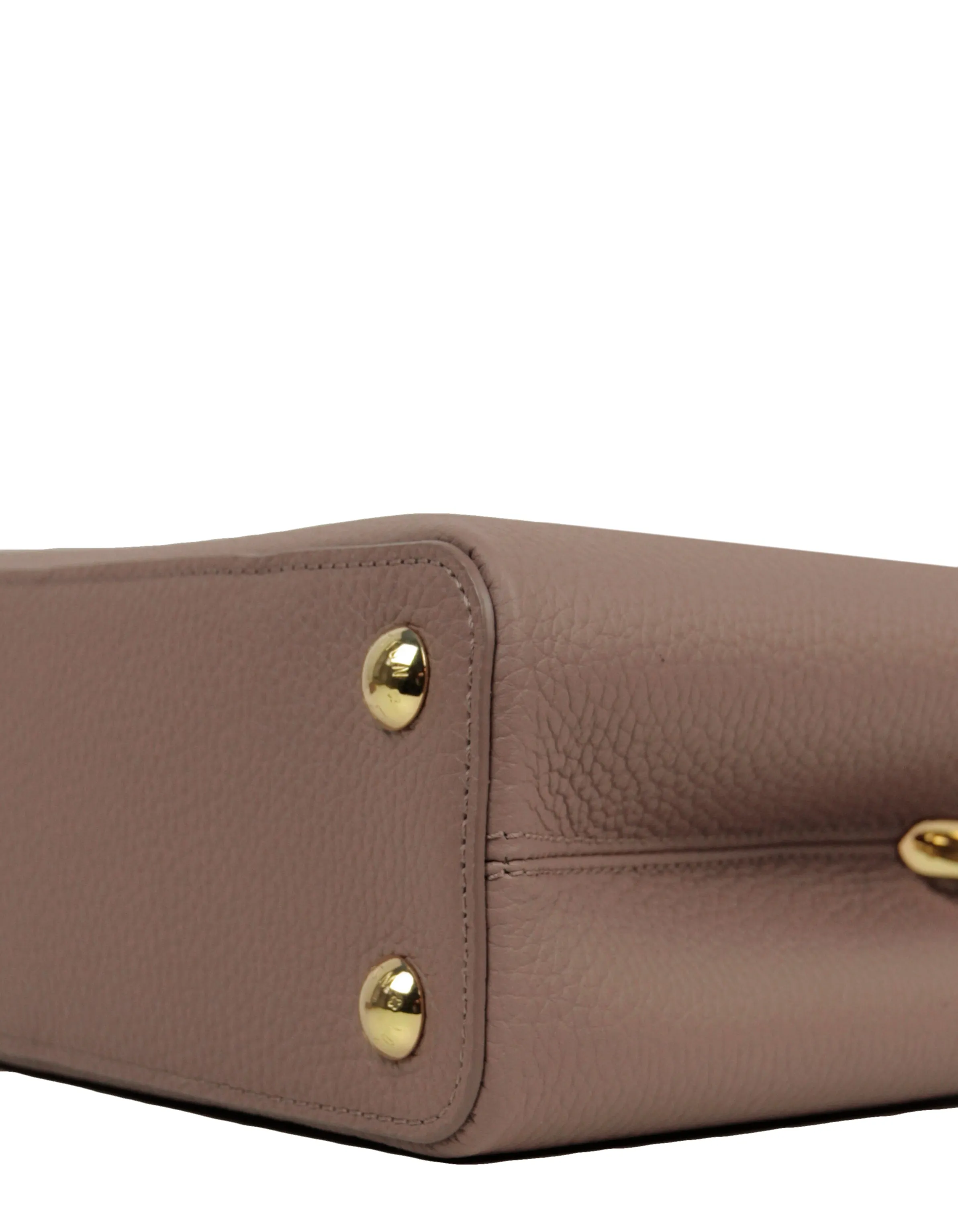 Louis Vuitton NEW Taupe Grey Leather Tortoise Capucines BB Bag
