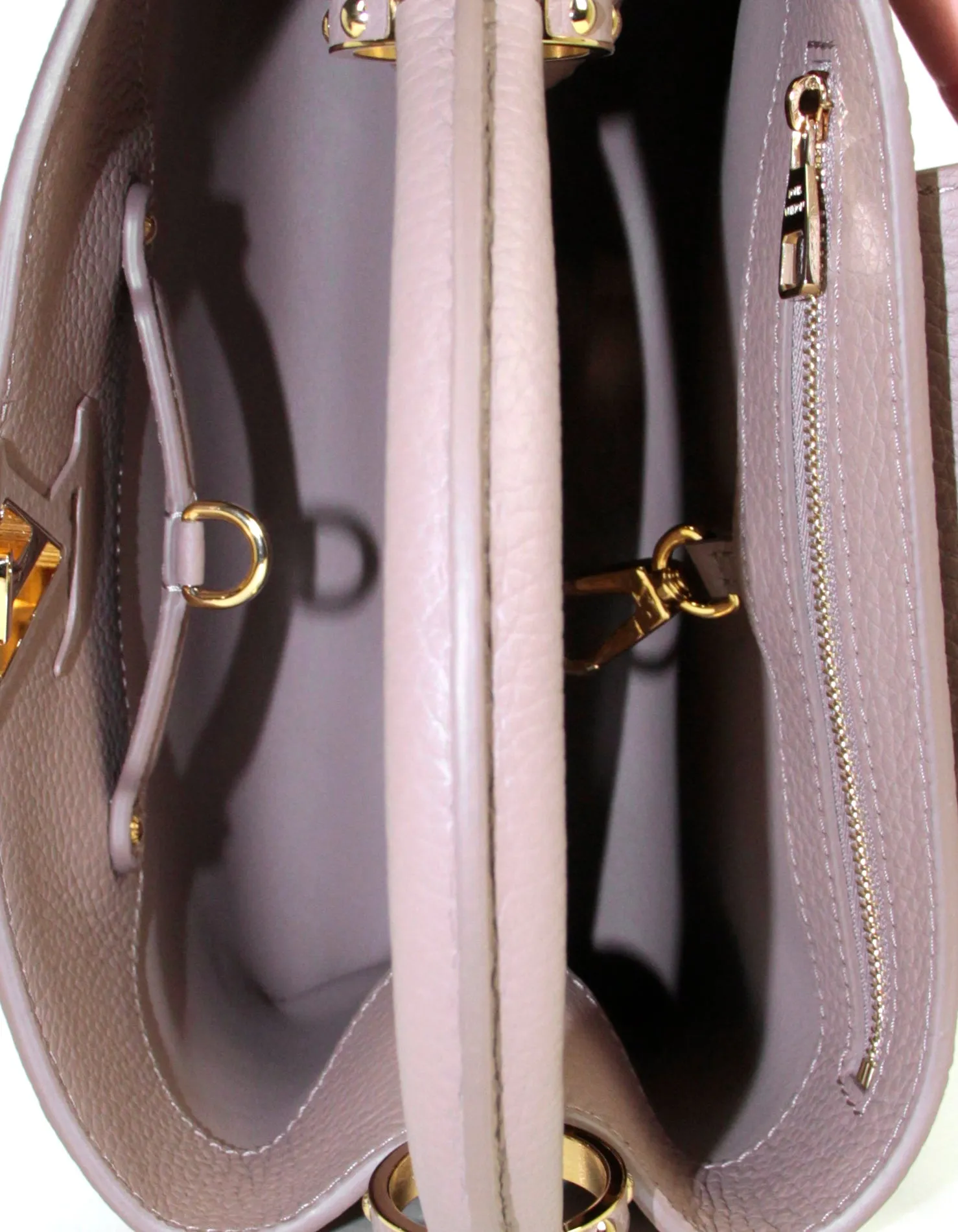 Louis Vuitton NEW Taupe Grey Leather Tortoise Capucines BB Bag