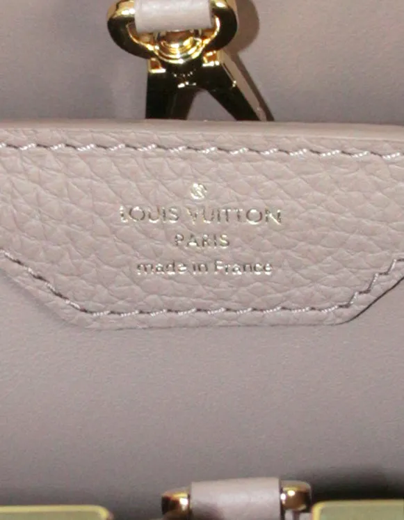 Louis Vuitton NEW Taupe Grey Leather Tortoise Capucines BB Bag