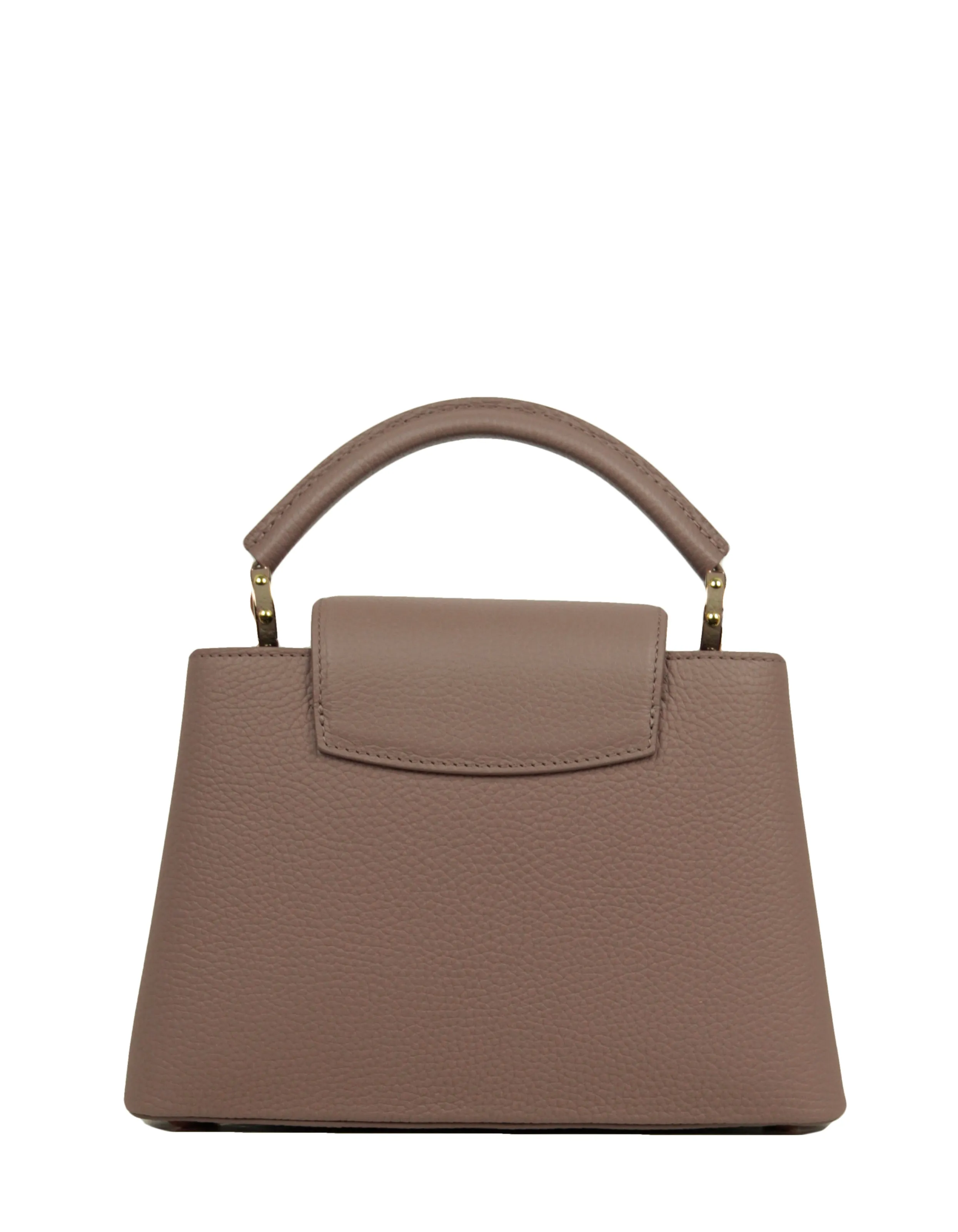 Louis Vuitton NEW Taupe Grey Leather Tortoise Capucines BB Bag