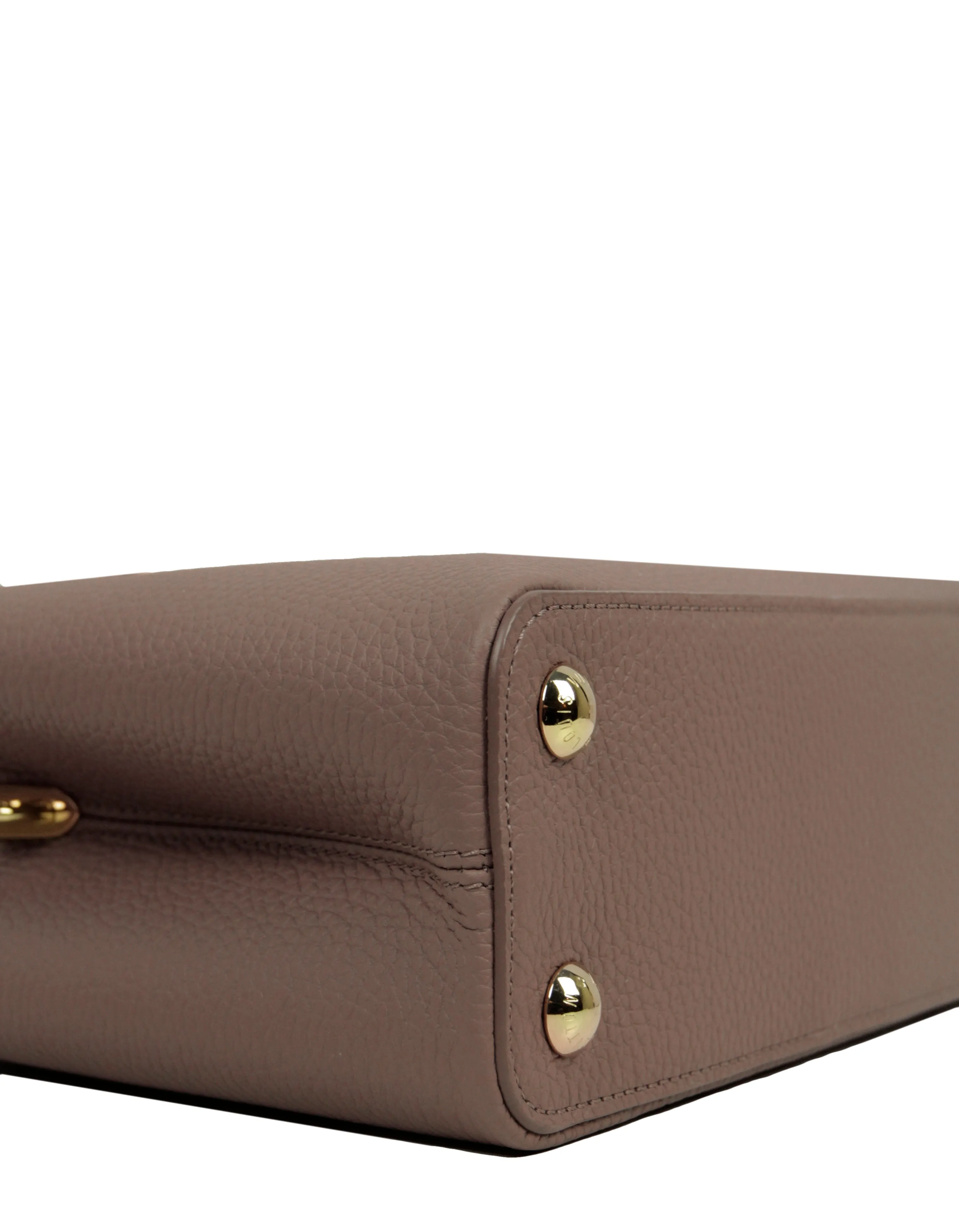 Louis Vuitton NEW Taupe Grey Leather Tortoise Capucines BB Bag