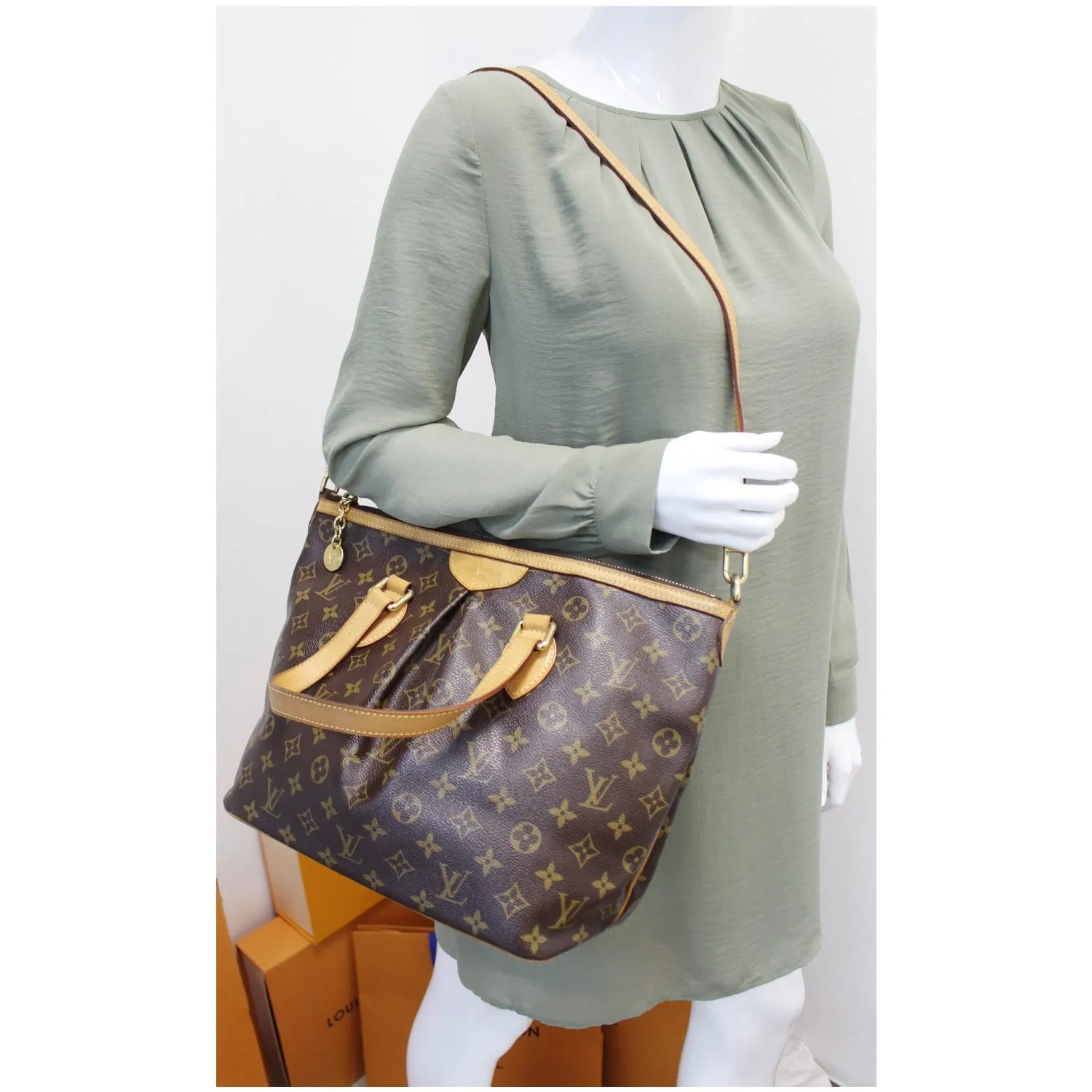 LOUIS VUITTON Palermo PM Monogram Canvas Shoulder Bag Brown