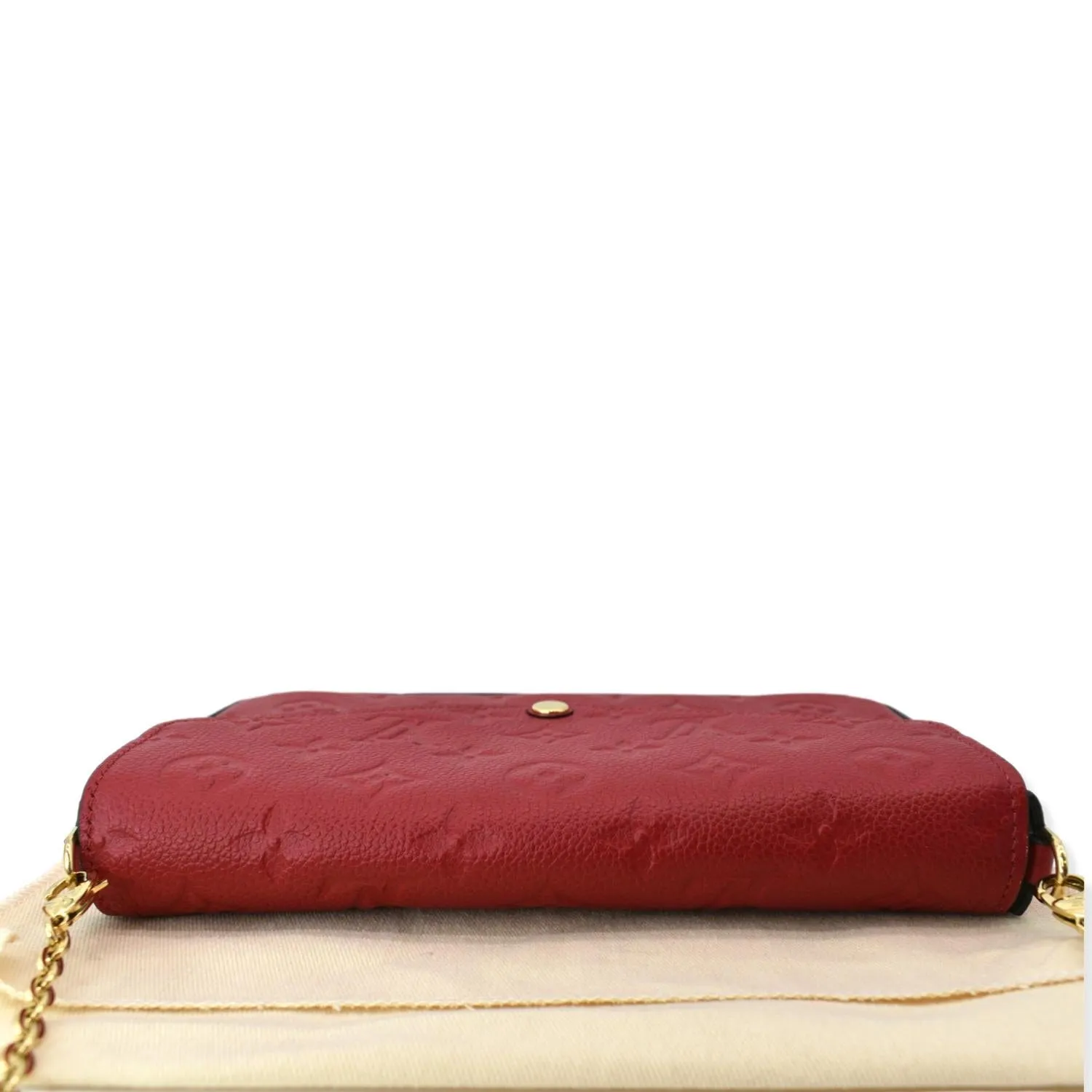 LOUIS VUITTON Pochette Felicie Monogram Empreinte Chain Wallet Red