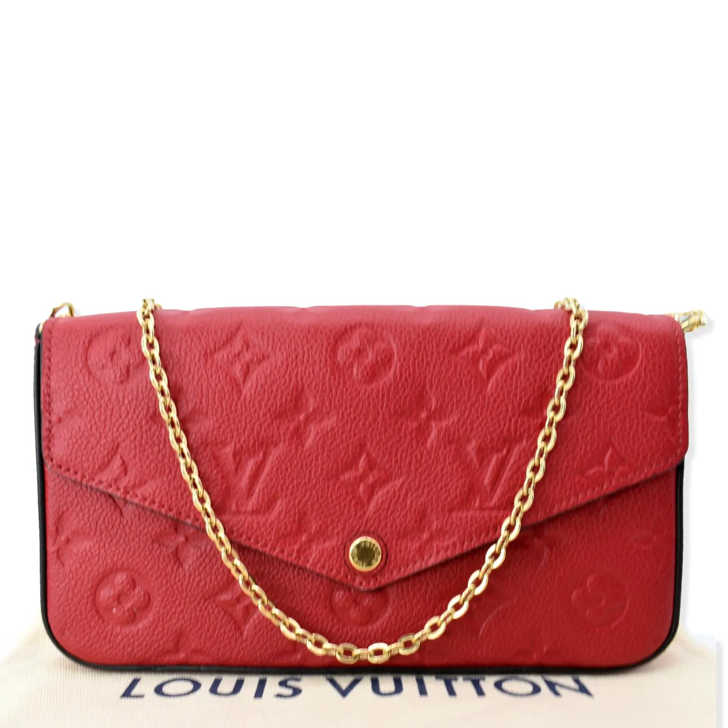 LOUIS VUITTON Pochette Felicie Monogram Empreinte Chain Wallet Red
