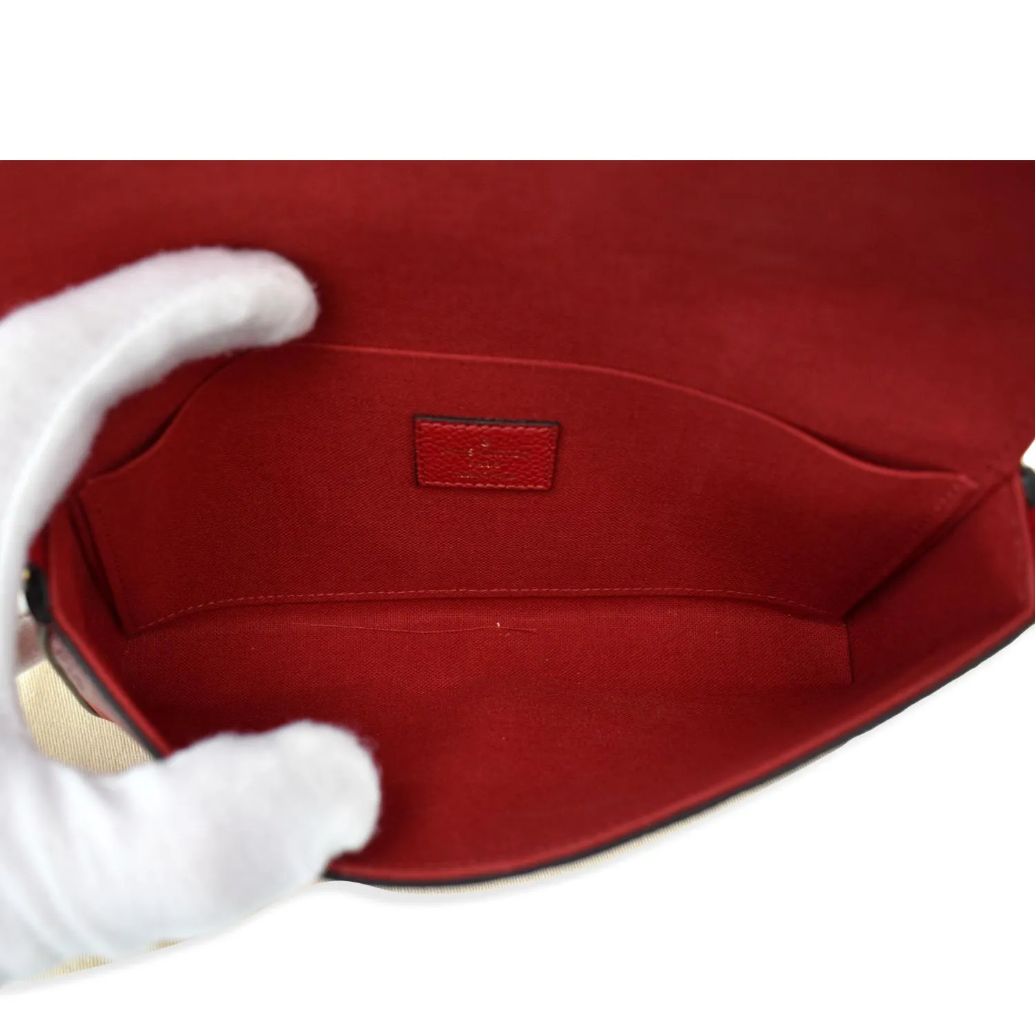 LOUIS VUITTON Pochette Felicie Monogram Empreinte Chain Wallet Red