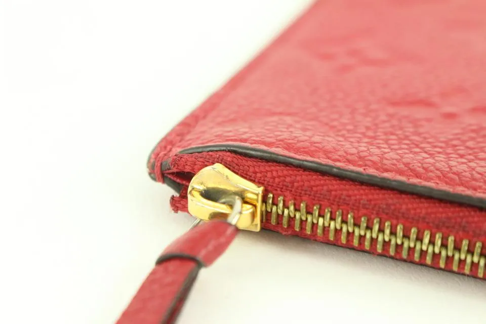 Louis Vuitton Red Leather Monogram Empreinte Felicie Zip Pouch Insert Case 112lv37