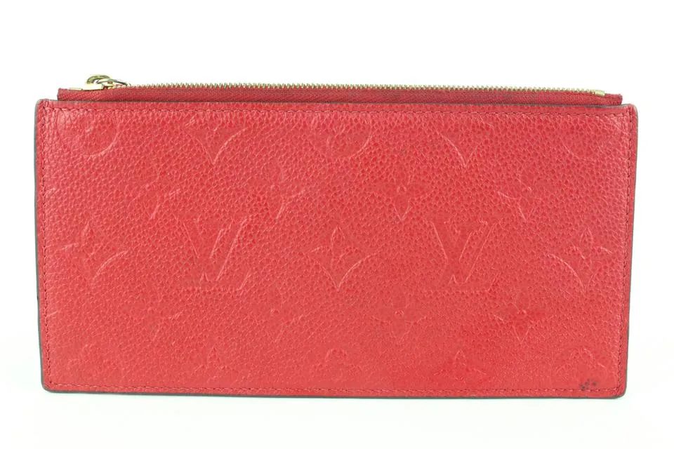 Louis Vuitton Red Leather Monogram Empreinte Felicie Zip Pouch Insert Case 112lv37