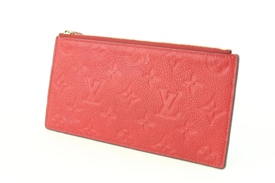 Louis Vuitton Red Leather Monogram Empreinte Felicie Zip Pouch Insert Case 112lv37