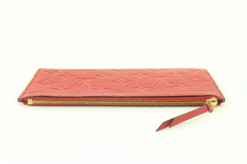 Louis Vuitton Red Leather Monogram Empreinte Felicie Zip Pouch Insert Case 112lv37