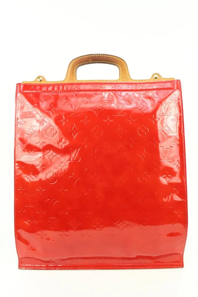 Louis Vuitton Red Monogram Vernis Stanton Tote Bag Upcycle Ready 329slk3