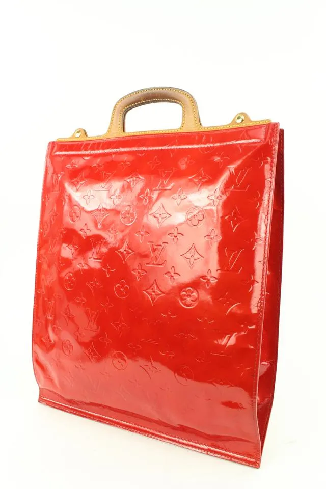 Louis Vuitton Red Monogram Vernis Stanton Tote Bag Upcycle Ready 329slk3