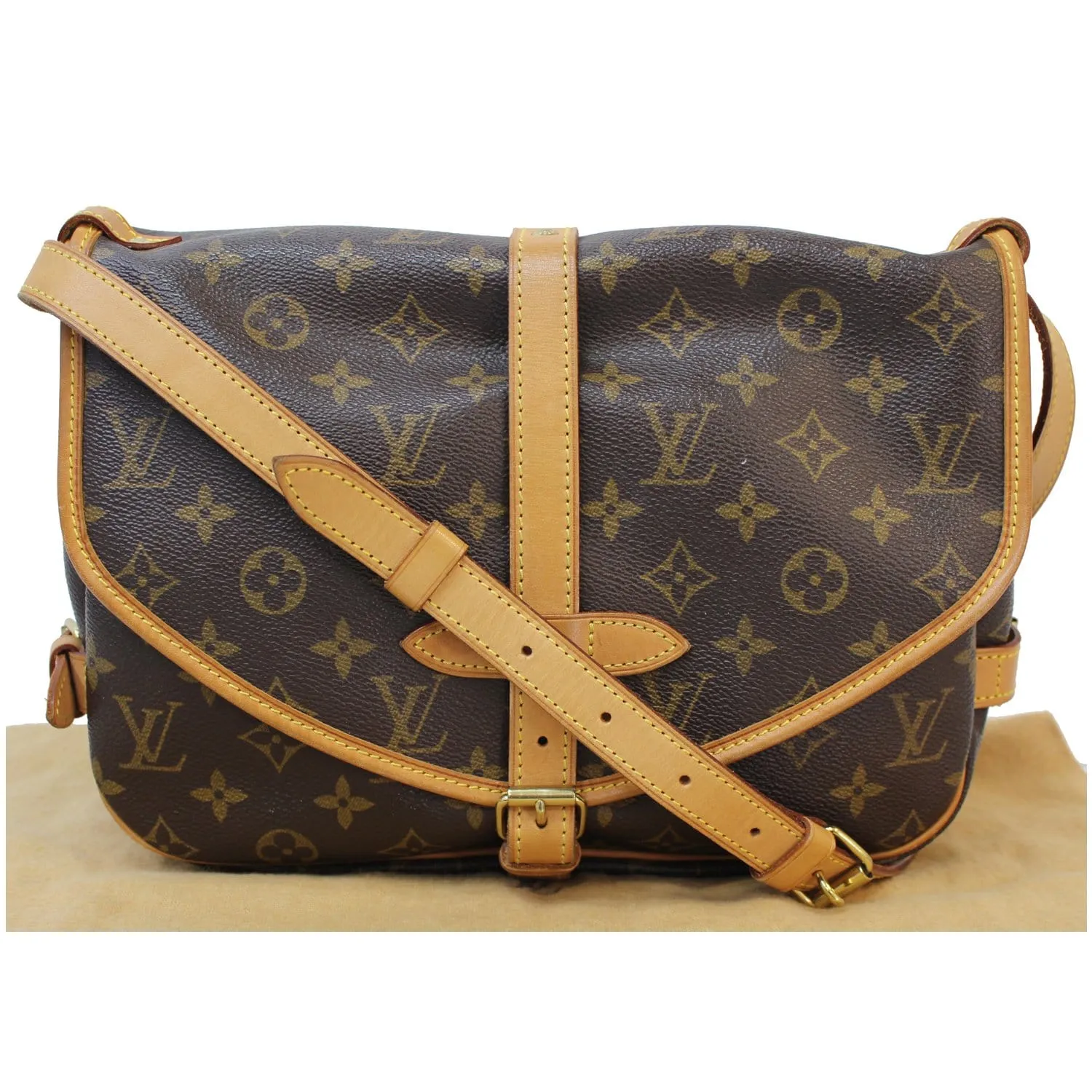 LOUIS VUITTON Saumur 30 Monogram Canvas Shoulder Bag Brown