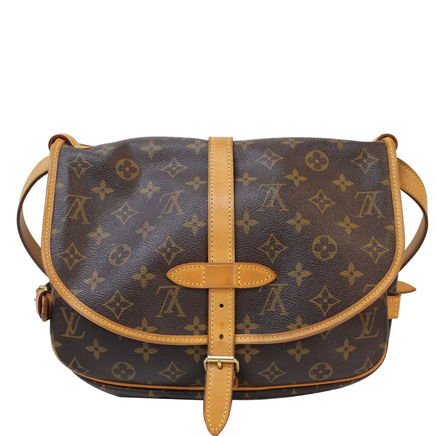 LOUIS VUITTON Saumur 30 Monogram Canvas Shoulder Bag Brown