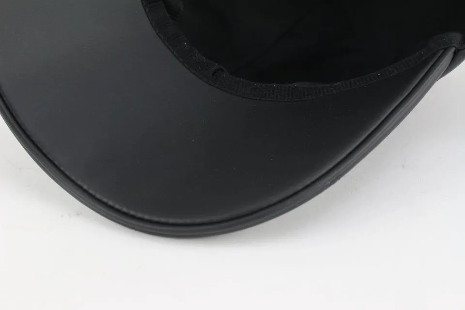 Louis Vuitton Size 60 Black Leather Monogram Shadow Cap Baseball Hat 123lv19