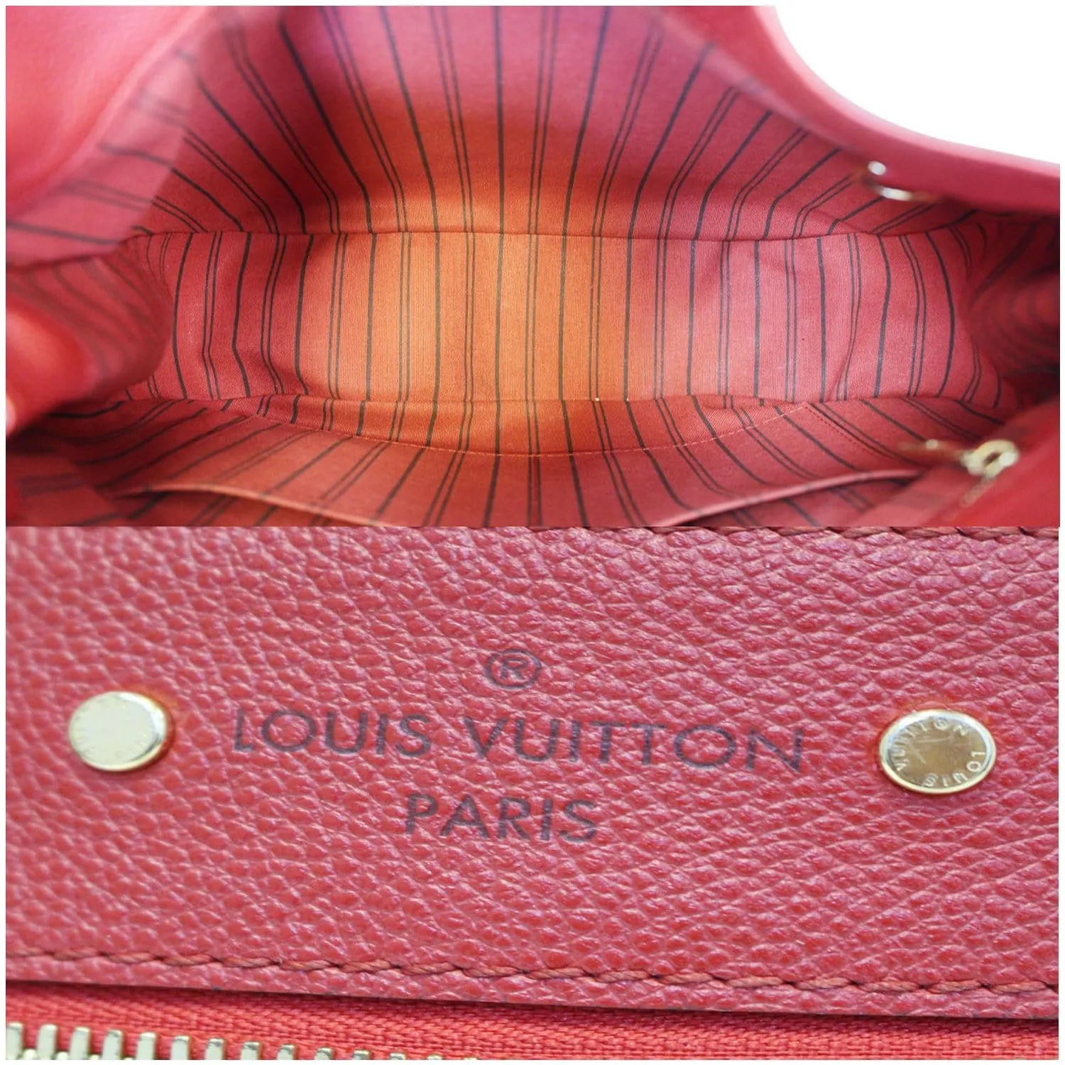LOUIS VUITTON Spontini Empreinte Leather Shoulder Bag Red