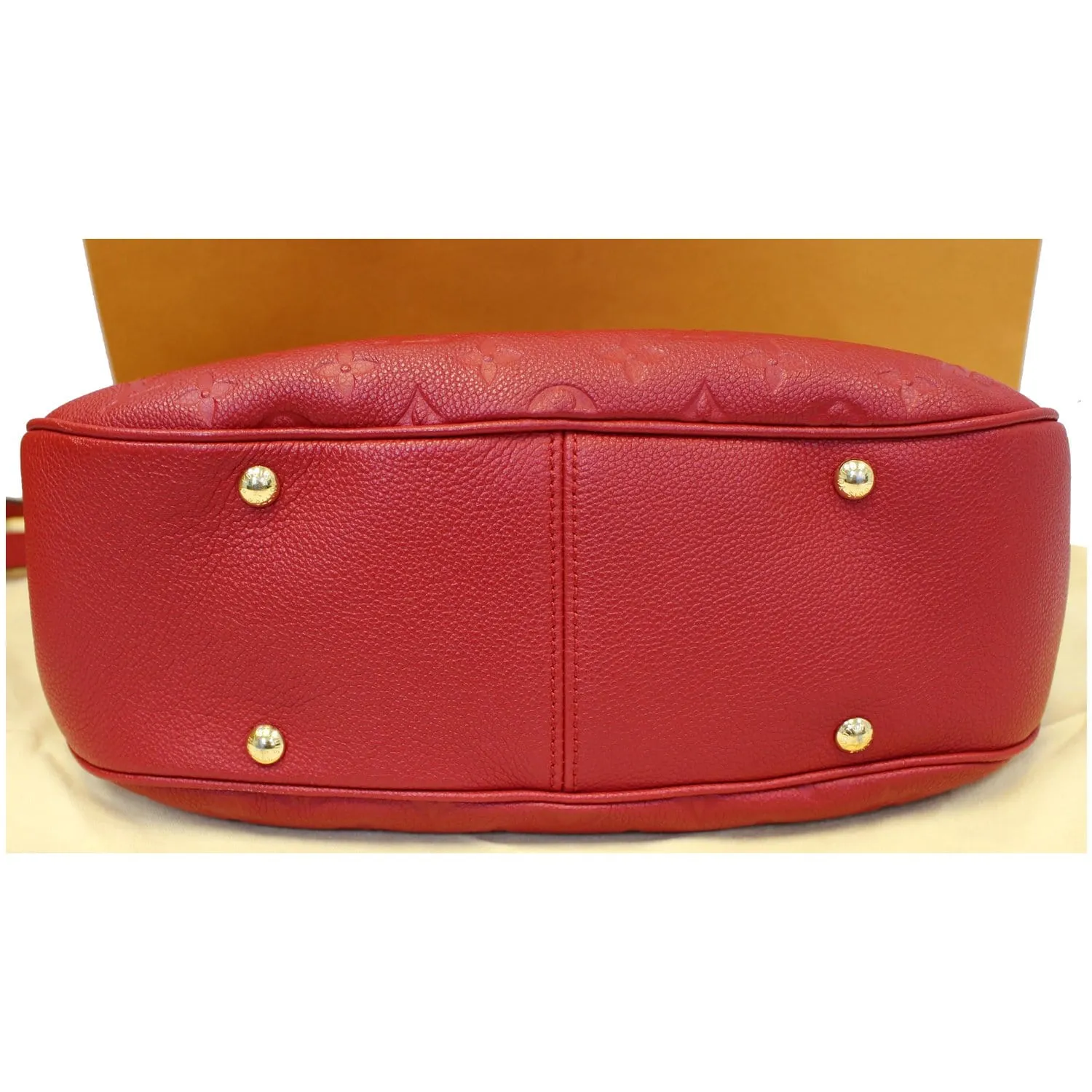 LOUIS VUITTON Spontini Empreinte Leather Shoulder Bag Red