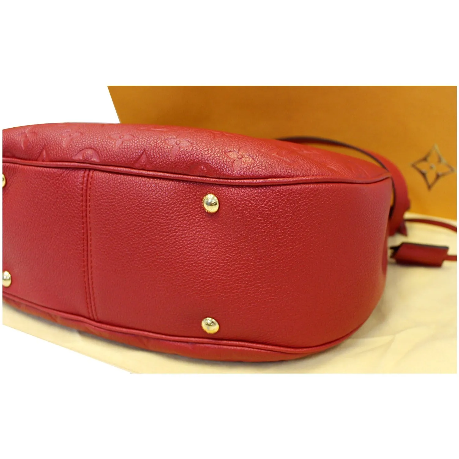 LOUIS VUITTON Spontini Empreinte Leather Shoulder Bag Red