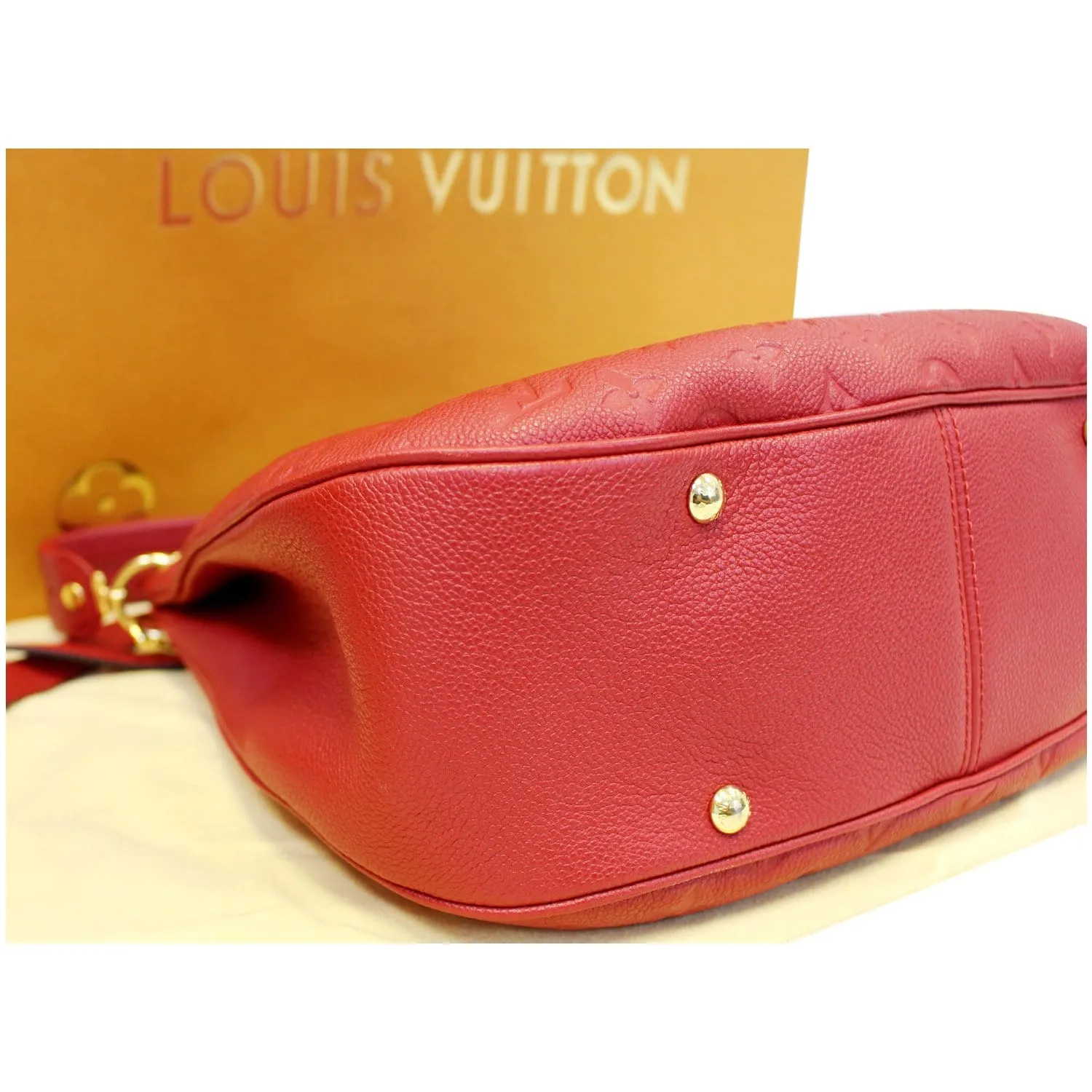 LOUIS VUITTON Spontini Empreinte Leather Shoulder Bag Red