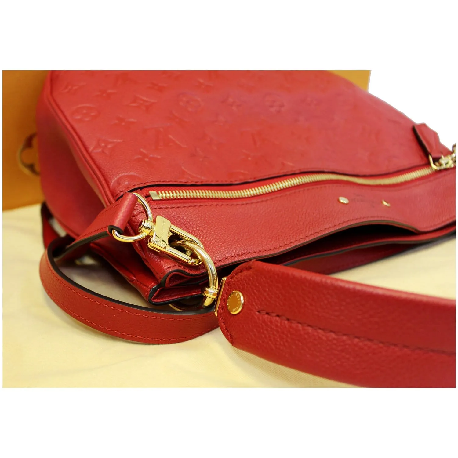 LOUIS VUITTON Spontini Empreinte Leather Shoulder Bag Red