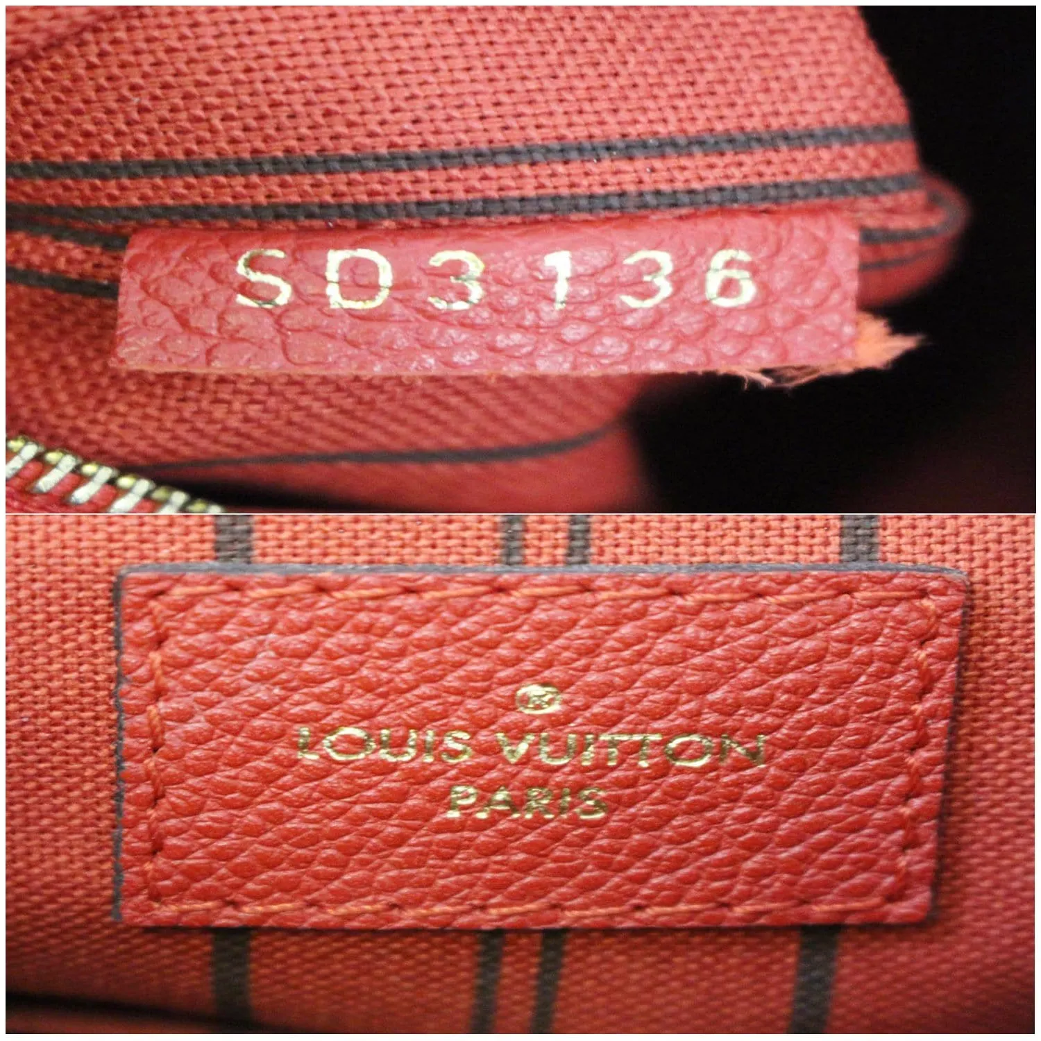 LOUIS VUITTON Spontini Empreinte Leather Shoulder Bag Red