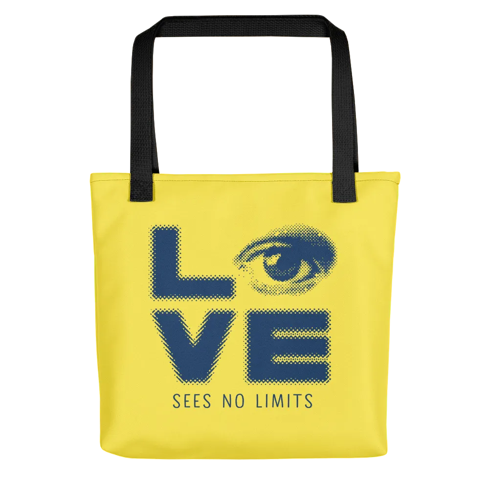 Love Sees No Limits (Halftone Stacked Design, Tote Bag)