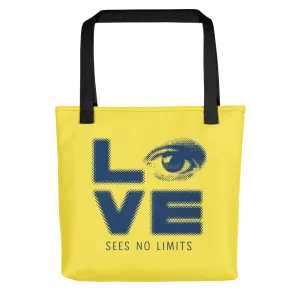 Love Sees No Limits (Halftone Stacked Design, Tote Bag)