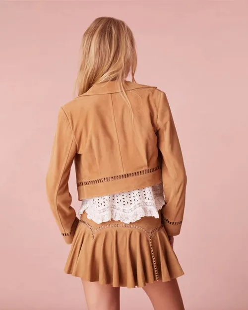 LoveShackFancy | Willie Suede Jacket | Sandstone
