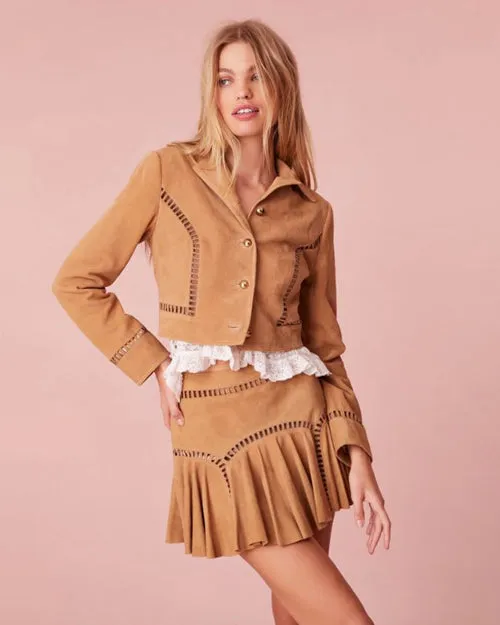 LoveShackFancy | Willie Suede Jacket | Sandstone
