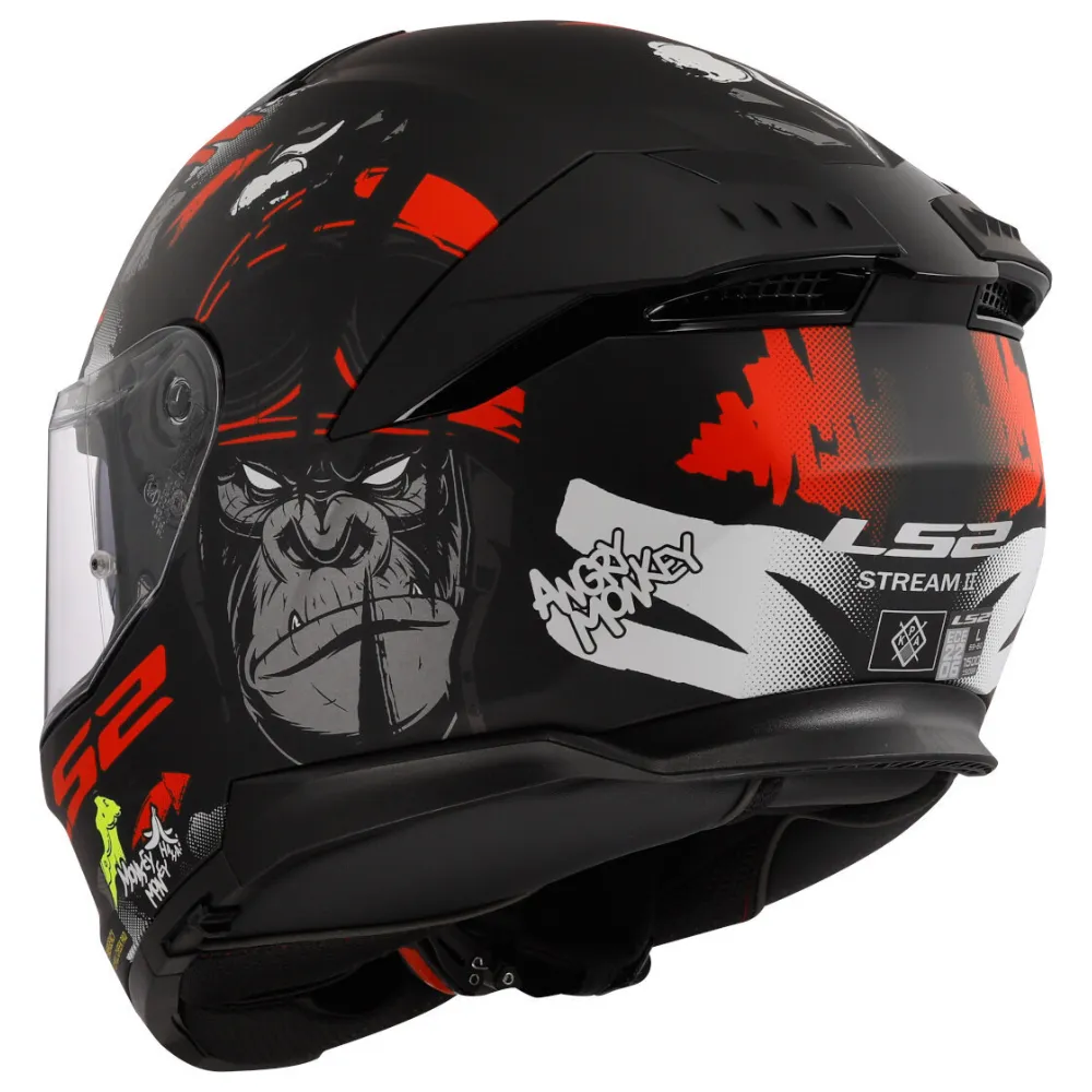 LS2 FF8O8 Stream II Angry Monkey Black/Red Helmet
