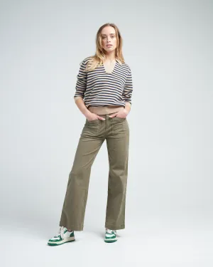 lucian stripe sweater - biscuit/dark indigo