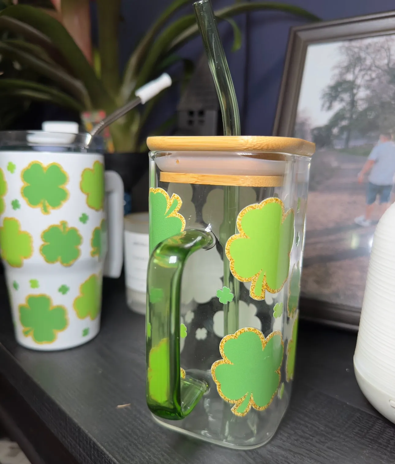 Lucky Clover- Square Glass Can and Kids Cups