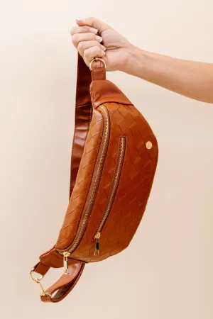 Luxe Belt Bag - Woven Cognac