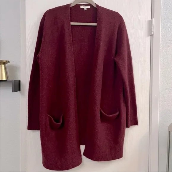 Madewell Burgundy Cardigan Sweater SoftKnitted Long Sleeve Open Front Sz S