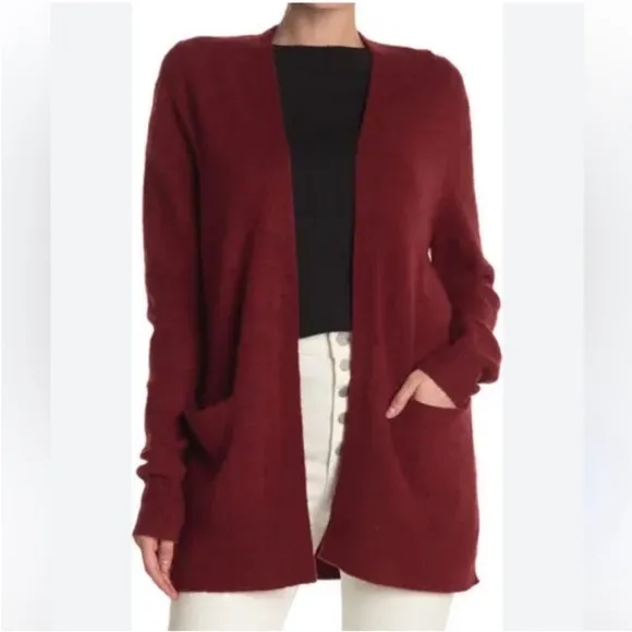 Madewell Burgundy Cardigan Sweater SoftKnitted Long Sleeve Open Front Sz S