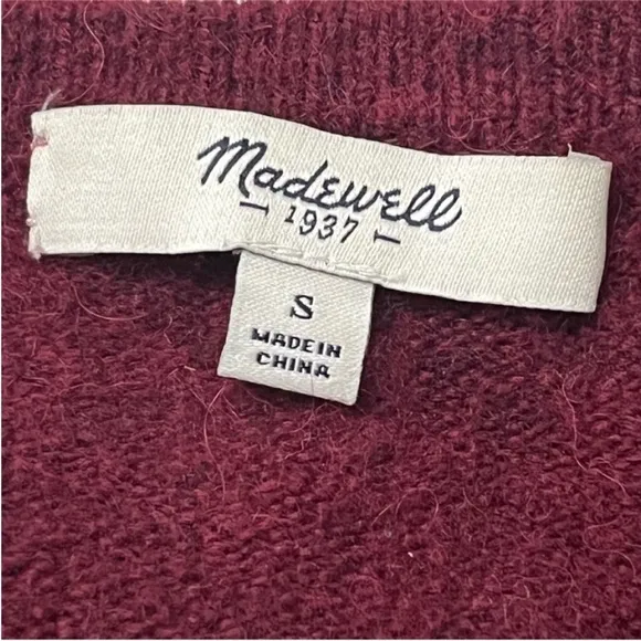 Madewell Burgundy Cardigan Sweater SoftKnitted Long Sleeve Open Front Sz S