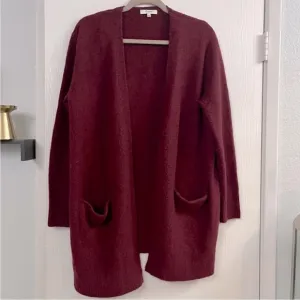 Madewell Burgundy Cardigan Sweater SoftKnitted Long Sleeve Open Front Sz S