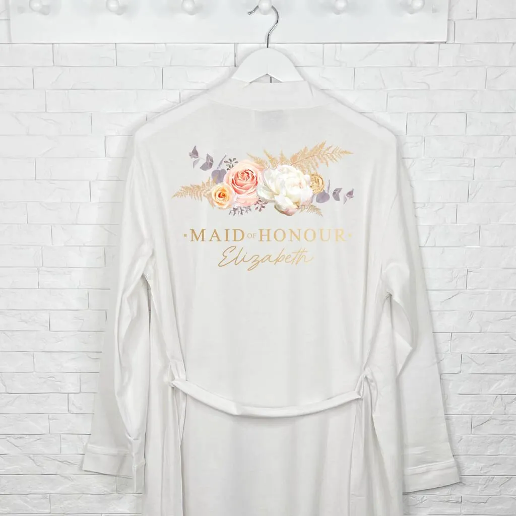 Maid Of Honour Pampas Floral Wedding Dressing Gown