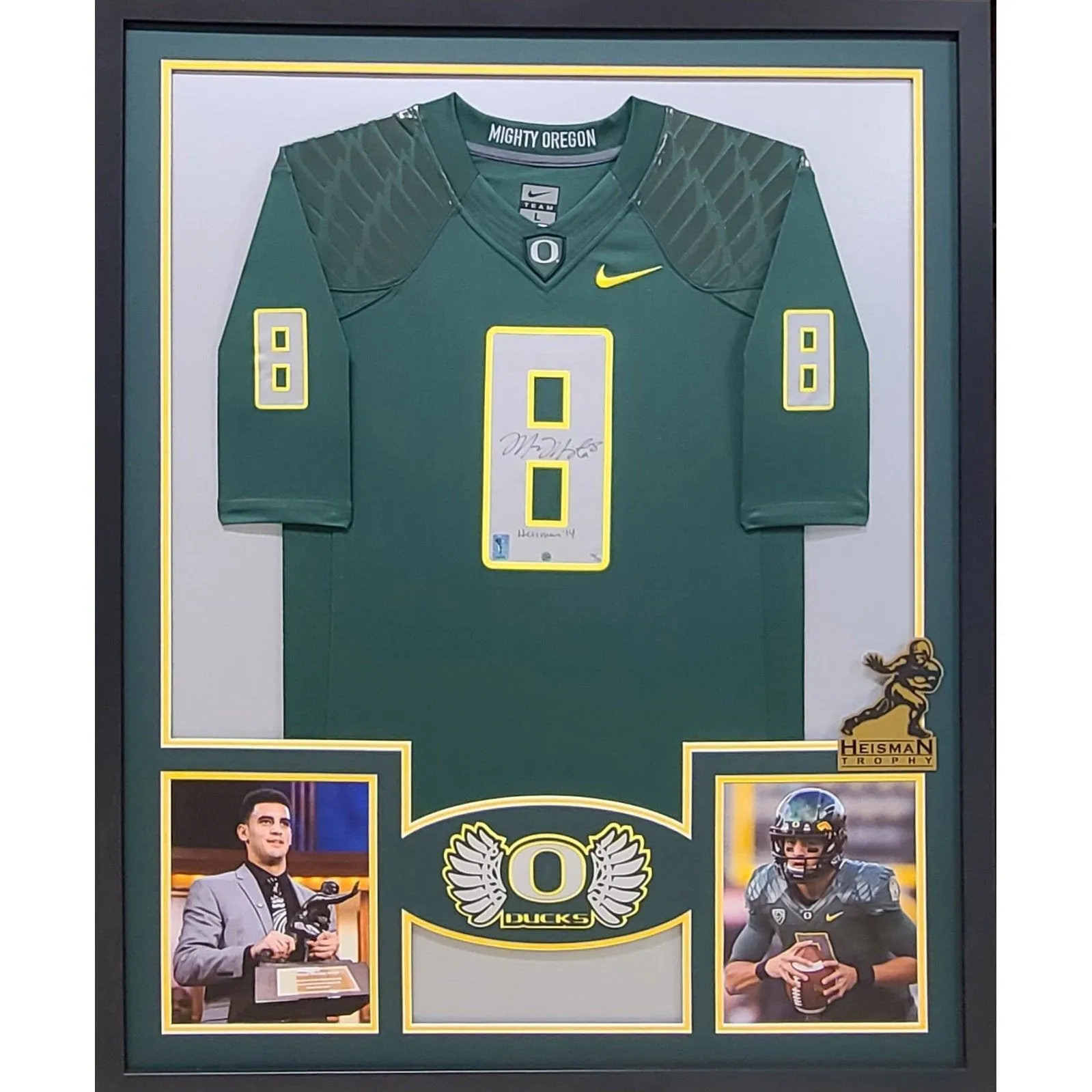 Marcus Mariotta Autographed Signed Framed Oregon Ducks Heisman Jersey STEINER