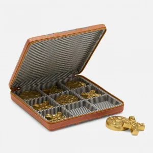 Marlow Leather & Jute Tic-Tac-Toe Set
