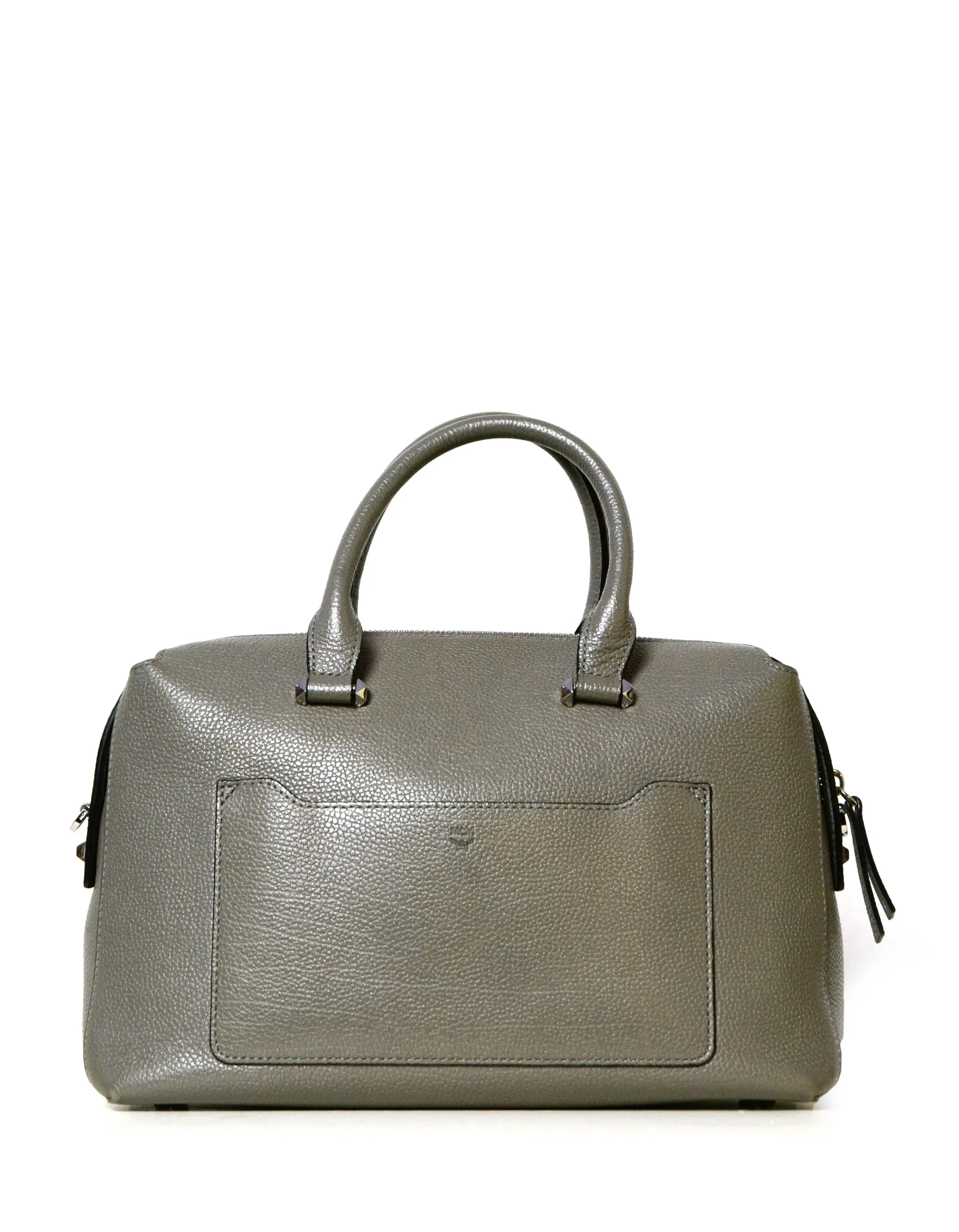 MCM Grey Leather Medium Ella Bowler Boston Bag