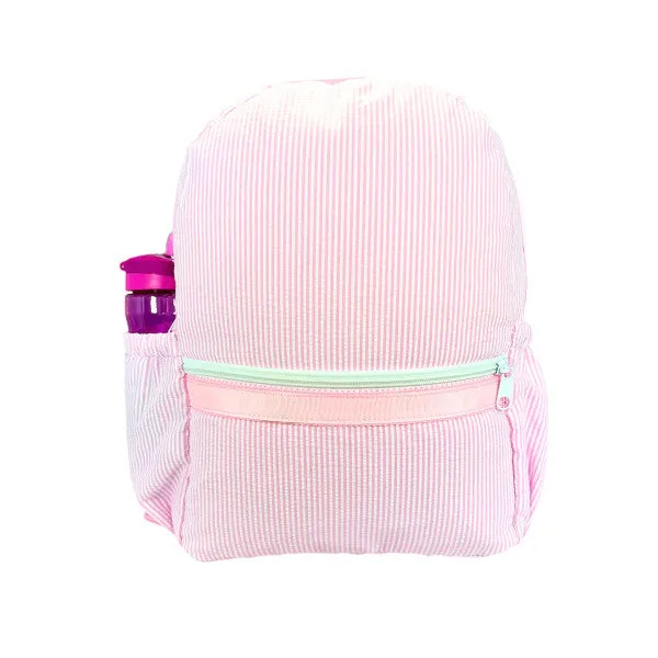 Medium Backpack w/Pockets Light Pink Seersucker by Mint Sweet Little Things