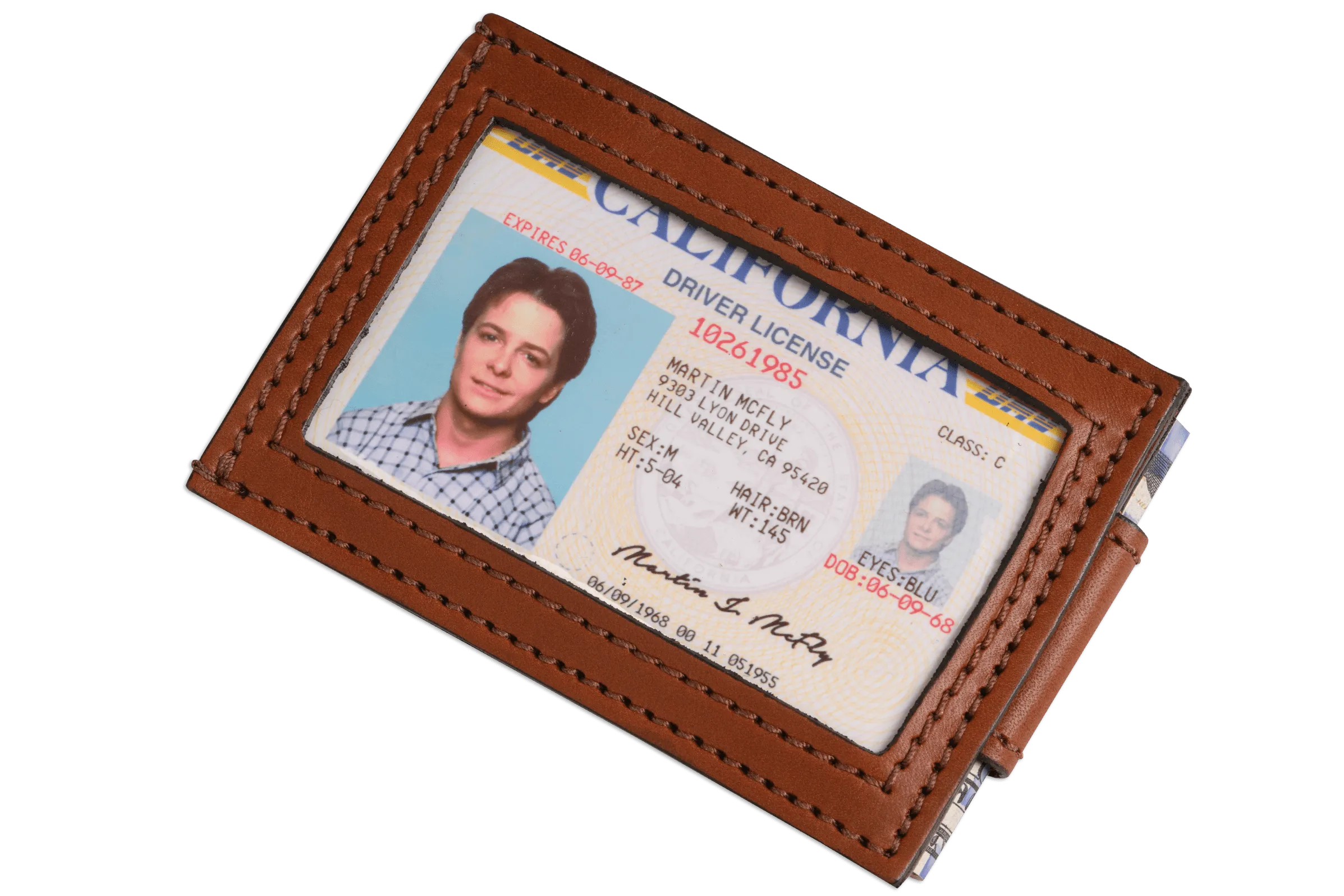 Medium Brown Premium Leather Slim ID Wallet With Magnetic Money Clip