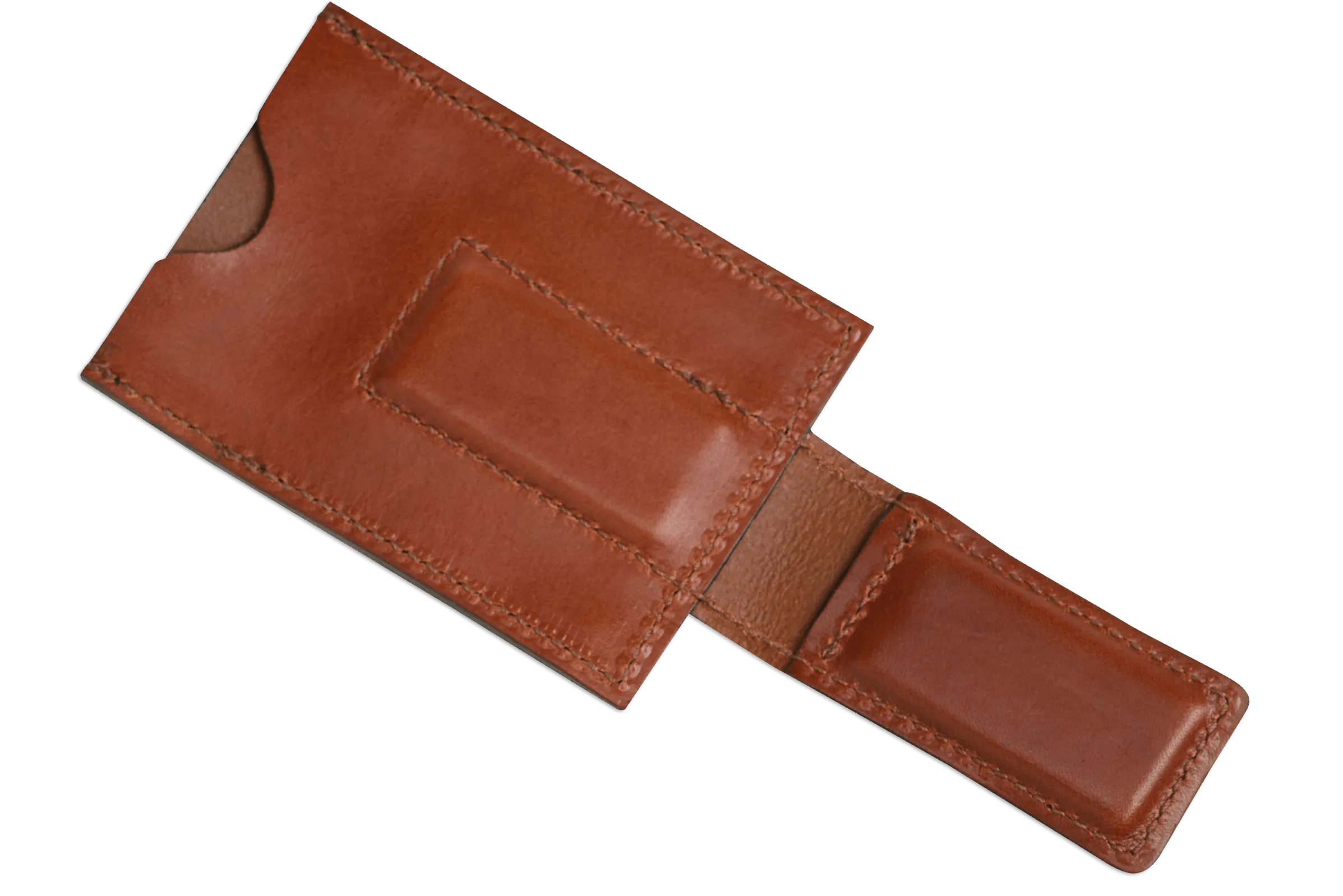 Medium Brown Premium Leather Slim ID Wallet With Magnetic Money Clip