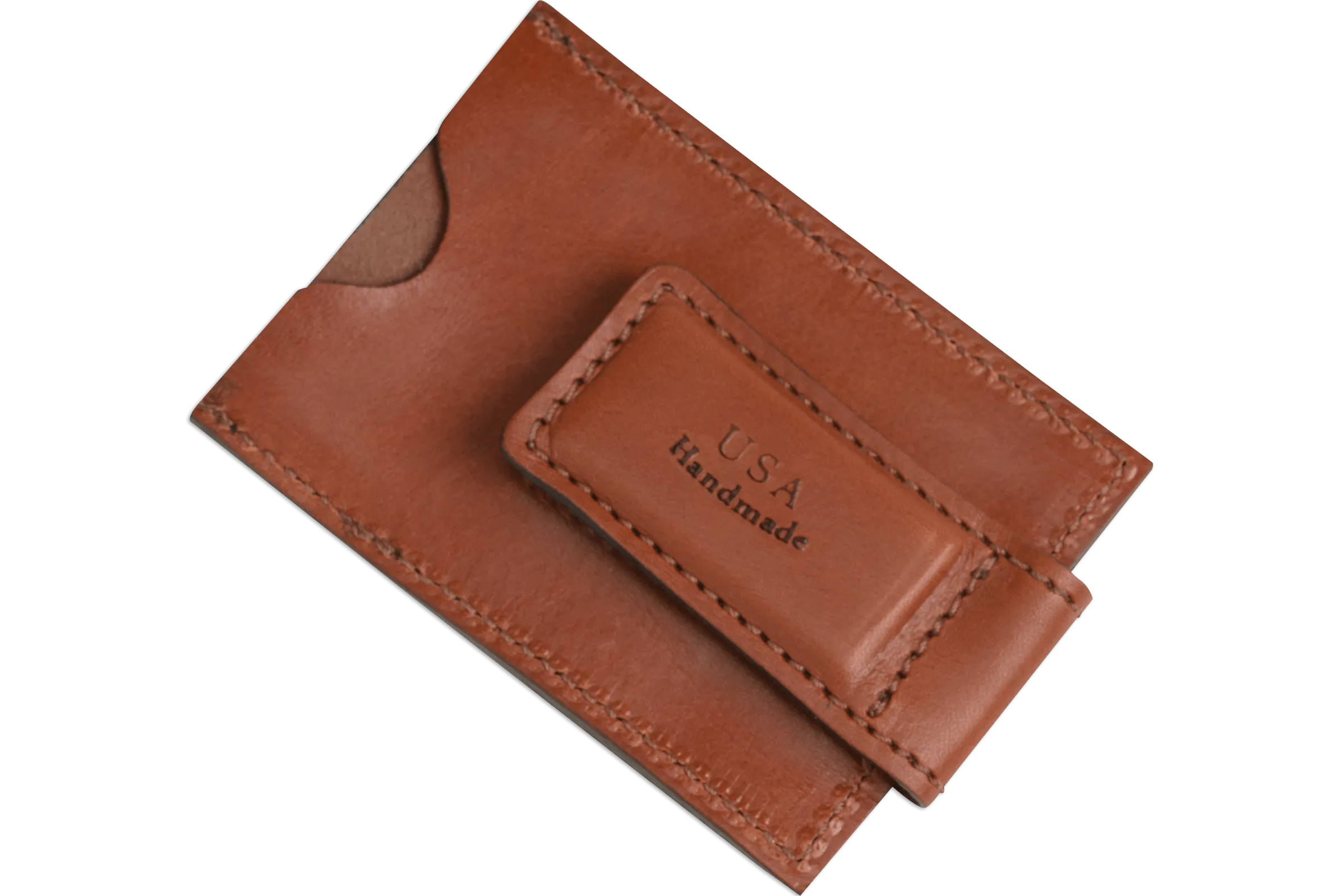 Medium Brown Premium Leather Slim ID Wallet With Magnetic Money Clip