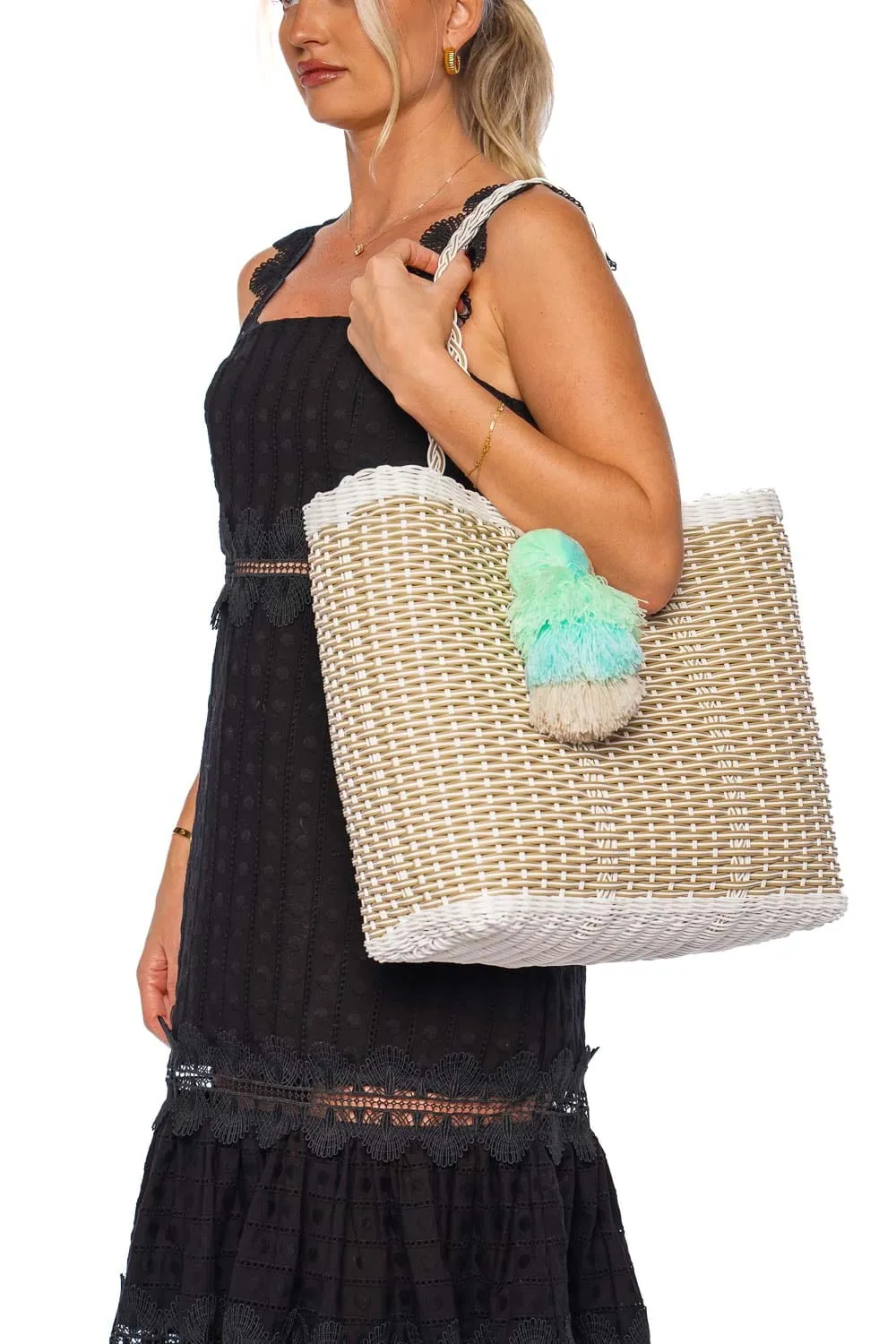 Medium Sand Net Citron Tote