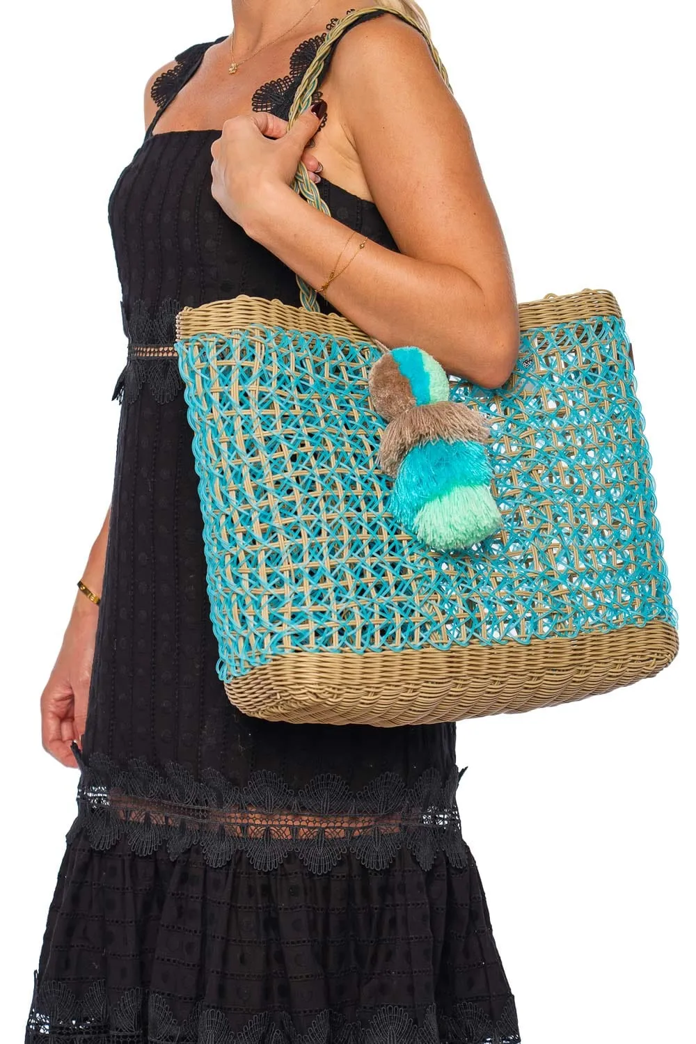 Medium Sky Coastal Cable Citron Tote